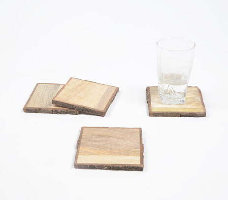 Rustic Wooden Drinks Coasters - Set 4 - Za Za Homes