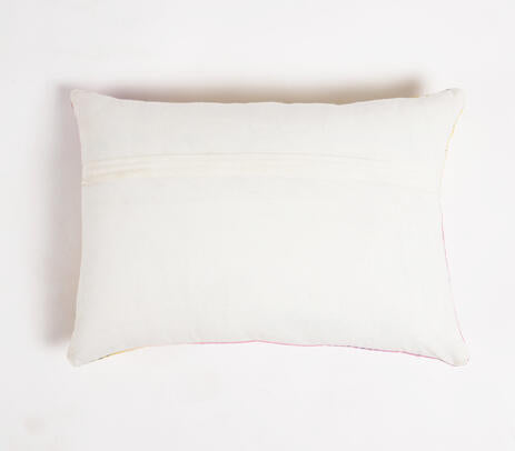 Summer Watercolor Cotton Cushion Cover with Line Embroidery