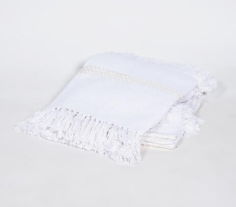 Handwoven & Tufted Striped Cotton Throw with Tassels