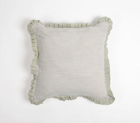 Dyed Monotone Green Cotton Linen Cushion Cover