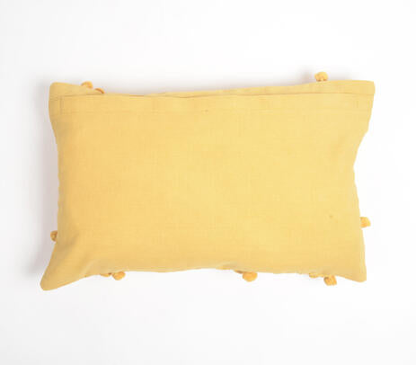 Pom-Pom & Lace Embellished Lumbar Cushion Cover