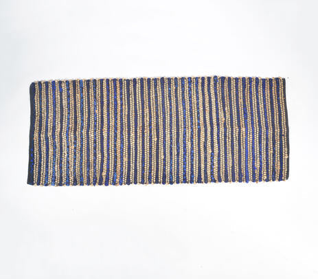 Handwoven Jute Striped Blue Rug