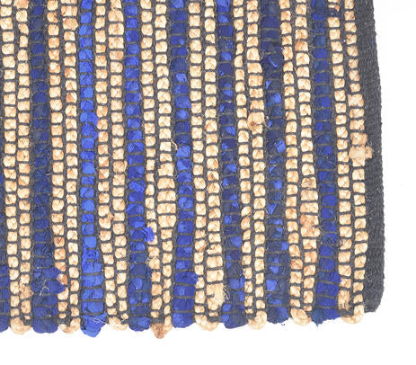Handwoven Jute Striped Blue Rug