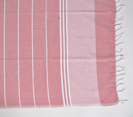 Handwoven Cotton Striped Red & Periwinkle Bath Towels (Set Of 2)
