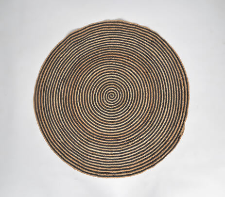Handwoven Jute & Discarded Fabric Brown Classic Spiral Rug