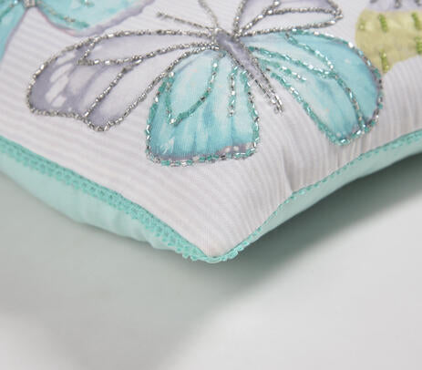 Butterfly Printed & Beaded Cushion cover