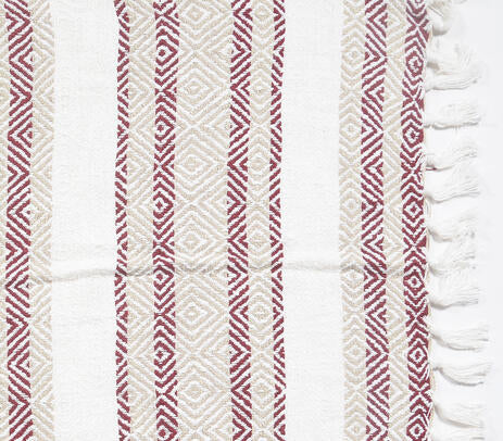 Handwoven Cotton Geometric-Striped Throw with Tassels