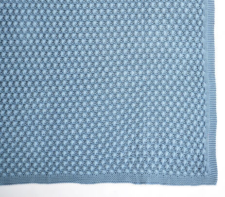 Knitted Slate Blue Cotton Throw