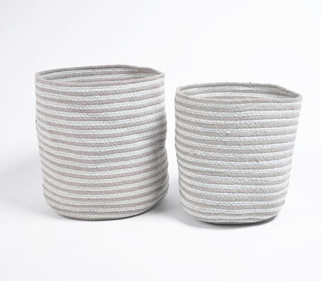 Greyscale Braided Cotton Baskets (Set of 2)