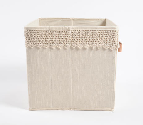 Crochet Lace Cotton Foldable Storage Hamper