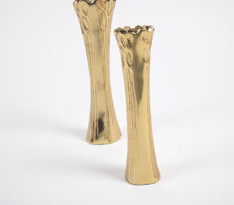 Gold-Toned Aluminium Trunk Flower Vases (Set of 2)