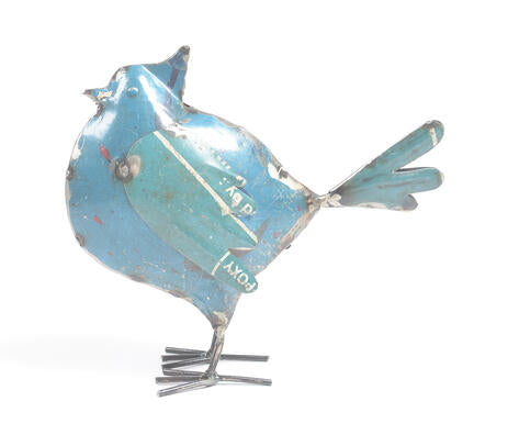 Recycled Iron Blue Bird Tabletop Decorative