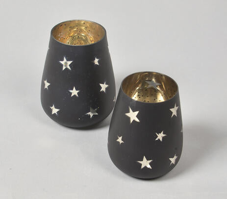 Starry Noir Glass Vases (Set of 2)
