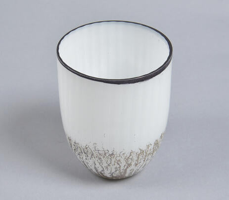 White With Abstract Brown Votive