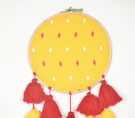Embroidery Hoop Tasseled Summer Ikat Wall Hanging