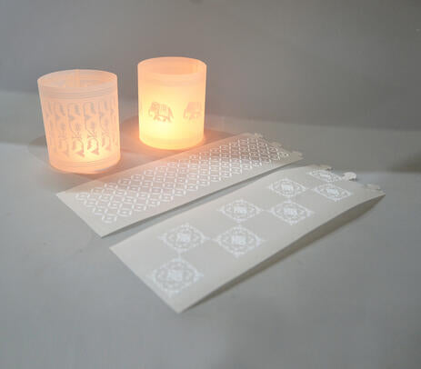 Ethnic Screen Printed Translucent Tea Light Covers (Set of 4)