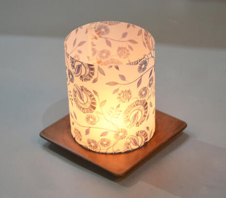 Floral Screen Printed Tea Light shade with MDF Stand