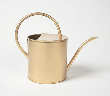 Handmade Metal Watering Can with Golden Finish