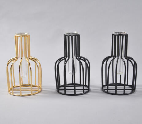 Iron Outlined Testube Accent Vases (set of 3)