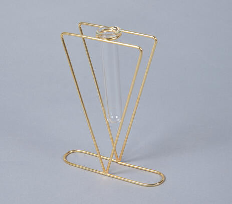 Triangle Metal & Glass Test tube Planter Vases (set of 2)