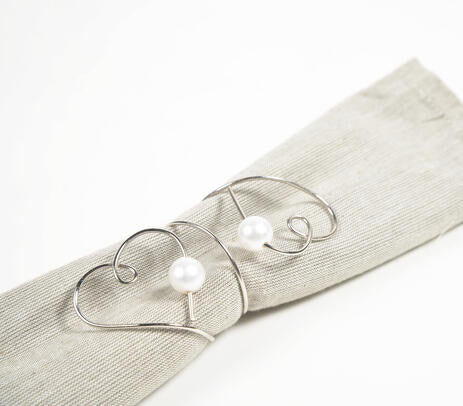 Heart Coiled Pearl Napkin rings (set of 6)