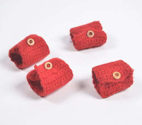 Knitted Cherry Red Napkin Rings (Set of 4)