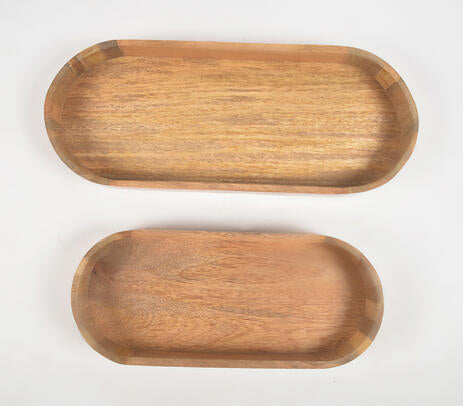Classic Mango Wood Oblong Trays (set of 2)