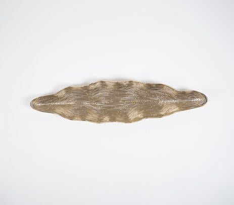 Antique Gold-Toned Iron Boat-Shaped Tray