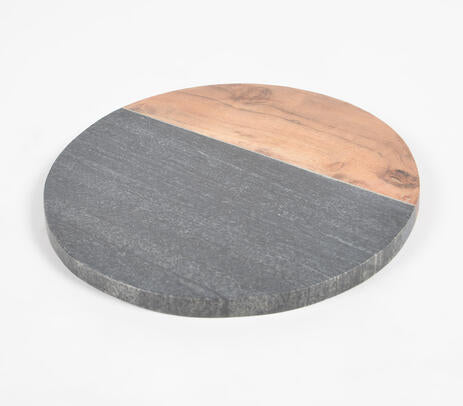 Colorblock Stone & Wood Round Chopping Board
