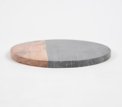Colorblock Stone & Wood Round Chopping Board