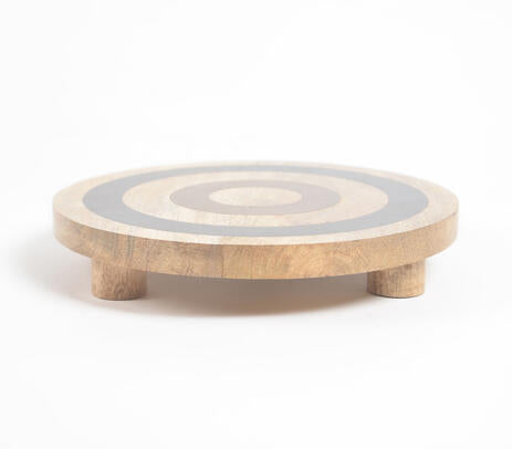 Concentric Circle Painted Wooden Cake Stand