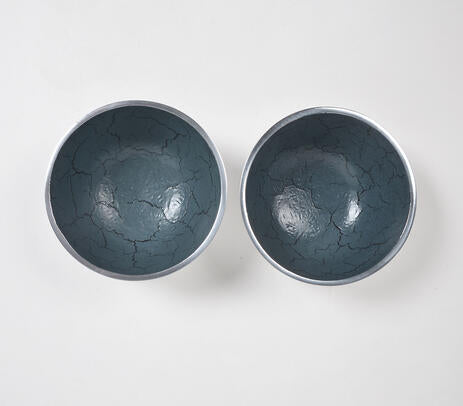 Textured Aluminium Round Blue Bowl (Set of 2)
