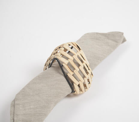 Handmade Cane & Iron Triangular Napkin Ring (Set of 4)
