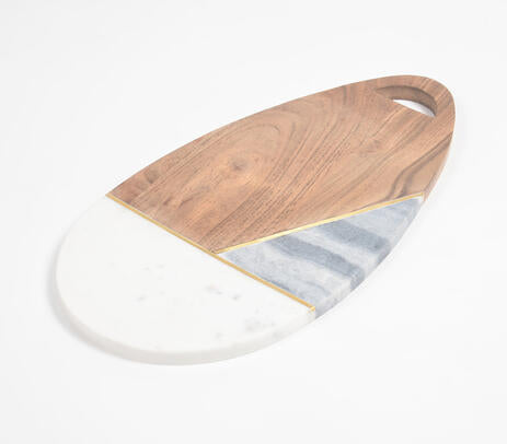 Colorblock Egg-Shaped Wood & Marble Chopping Board