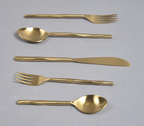 Hand Beaten Champagne Gold Cutlery Set (Set of 5)