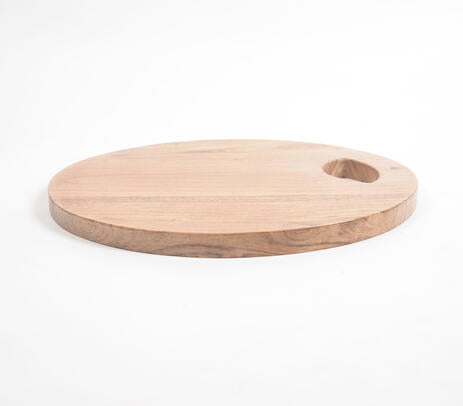 Sleek Round Natural Wooden Chopping Board