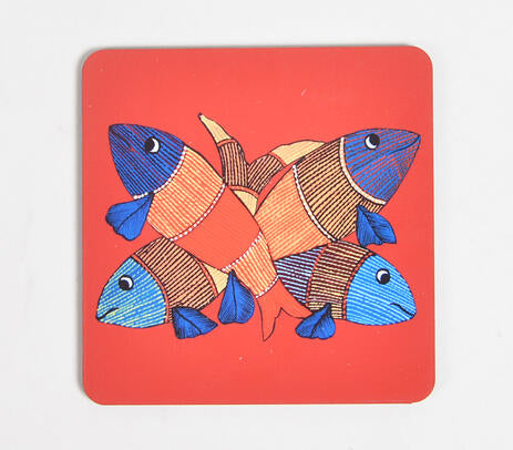 Madhubani Fish Laser Cut MDF Coasters (set of 2)