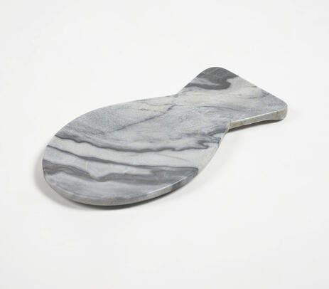 Fish-Shaped Grey Marble Spoon Rest