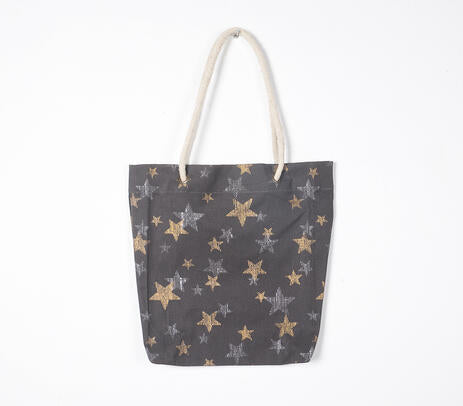 Handloom Cotton Star Printed Tote Bag