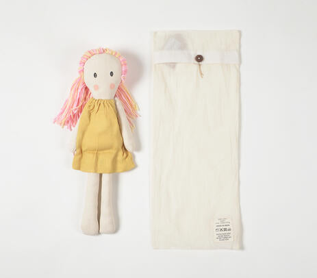 Handmade Pink-Haired Plush Rag Doll