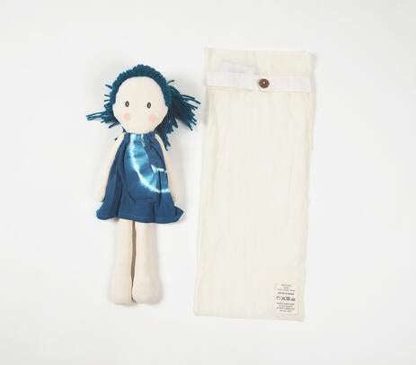 Handmade Blue-Haired Plush Rag Doll