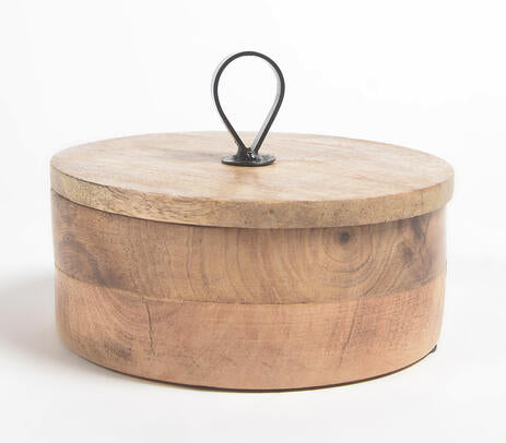 Earthy Round Wooden Jewelry Box