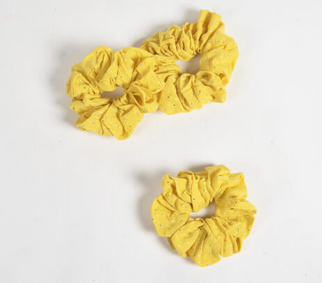 Luster Striped Lemon Scrunchie hair ties (set of 3)