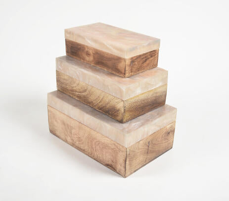 Resin & Wood Jewelry Storage boxes (Set of 3)