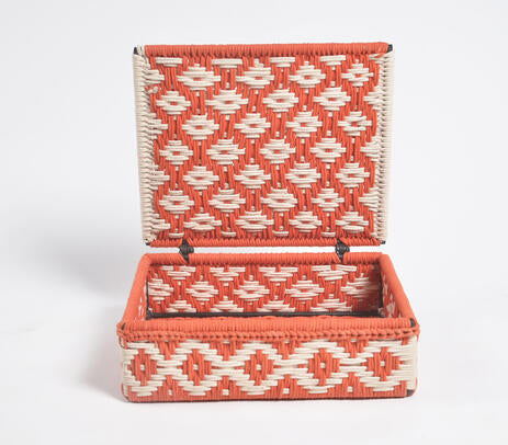 Handwoven Recycled Cotton Beige & Orange Box