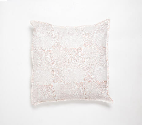 Block Printed Floral Monochrome Cushion Cover