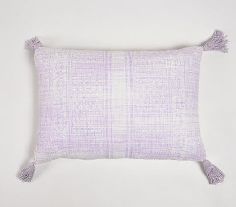 Pastel Lilac Lumbar Cushion Cover With Tassels