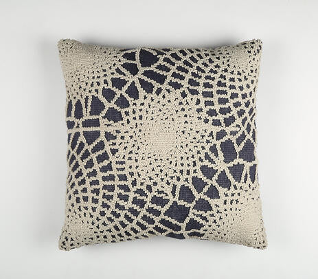 Abstract Textured Blue Cotton Cushion Cover