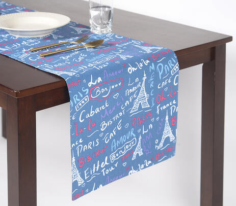 Typographic Paris-Themed Printed Table Runner