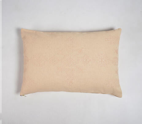 Solid Bisque Cotton Lumbar Cushion Cover
